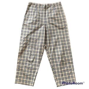 Vintage Talbots Petite Stretch Cotton Blend Plaid Pocket Cropped Pants